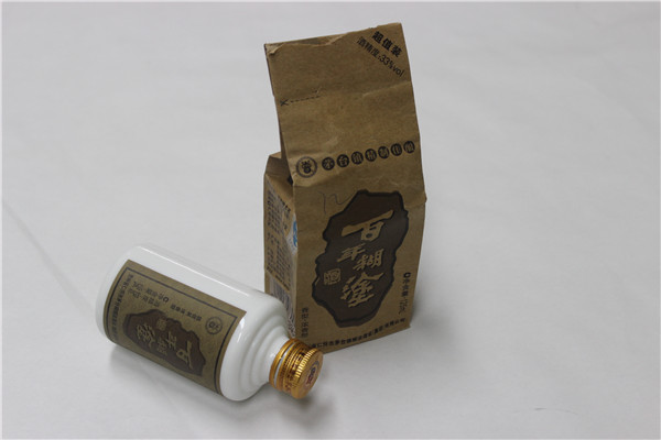 單面?？埌b百年糊涂酒牛皮紙袋解析